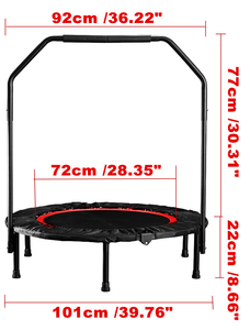 Foldable 40" Trampoline Rebounder with Adjustable Handrail - Max Load 330lbs